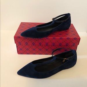 Navy Suede Tory Burch Flats